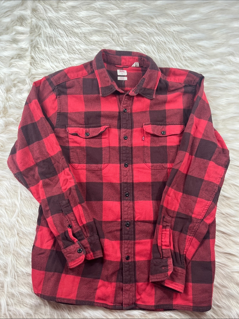 Levi's Western Flannel XL Red Black